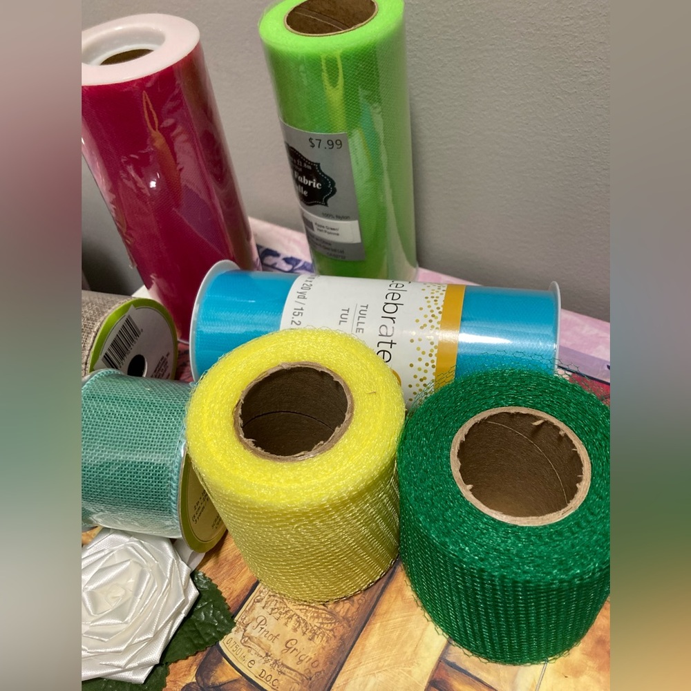 Colorful Tulle and Burlap Ribbon Set - Picture 3 of 3